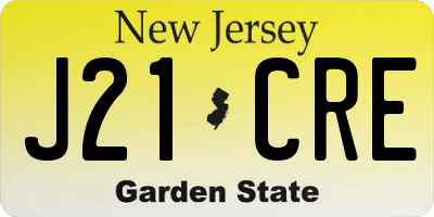 NJ license plate J21CRE