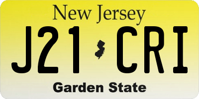 NJ license plate J21CRI
