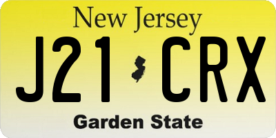 NJ license plate J21CRX