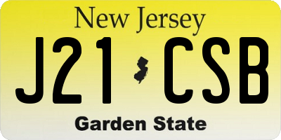 NJ license plate J21CSB