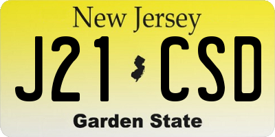 NJ license plate J21CSD