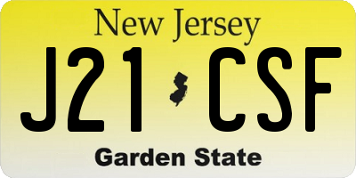 NJ license plate J21CSF