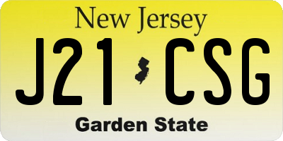 NJ license plate J21CSG