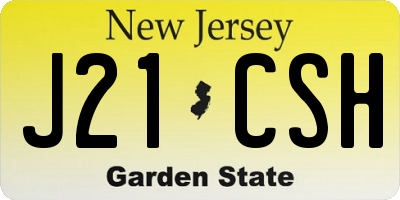 NJ license plate J21CSH