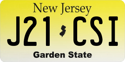 NJ license plate J21CSI