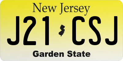 NJ license plate J21CSJ