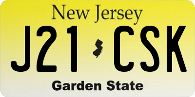 NJ license plate J21CSK