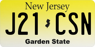 NJ license plate J21CSN