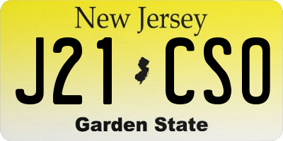 NJ license plate J21CSO