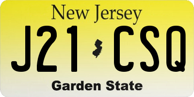 NJ license plate J21CSQ