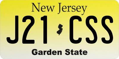 NJ license plate J21CSS