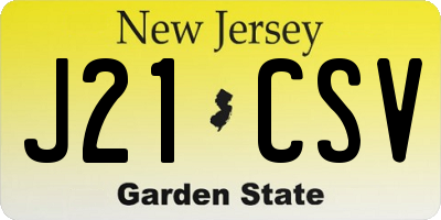 NJ license plate J21CSV