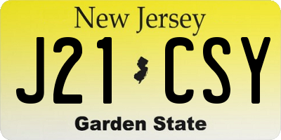 NJ license plate J21CSY