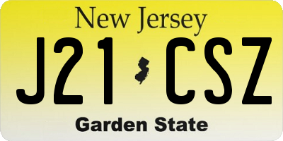 NJ license plate J21CSZ