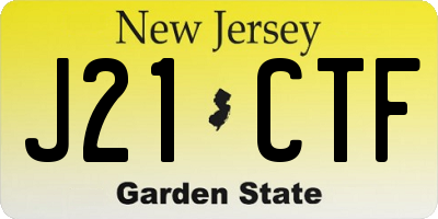 NJ license plate J21CTF