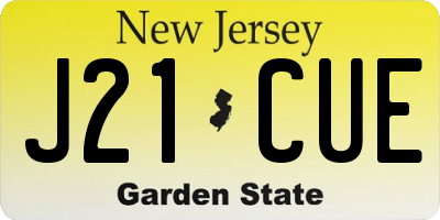 NJ license plate J21CUE