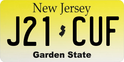 NJ license plate J21CUF