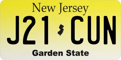 NJ license plate J21CUN