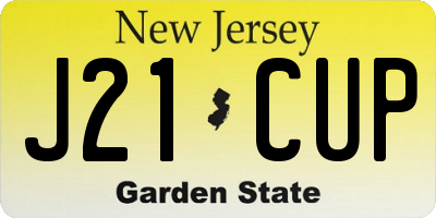NJ license plate J21CUP