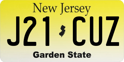 NJ license plate J21CUZ