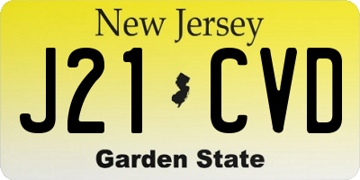 NJ license plate J21CVD