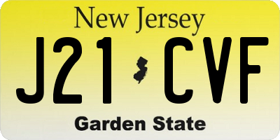 NJ license plate J21CVF