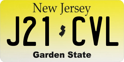 NJ license plate J21CVL