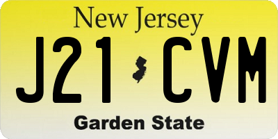 NJ license plate J21CVM
