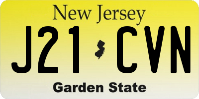 NJ license plate J21CVN