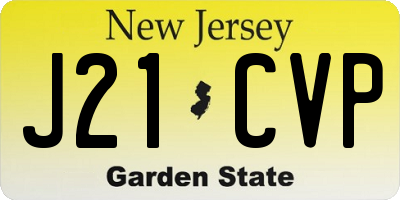 NJ license plate J21CVP