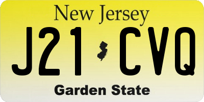 NJ license plate J21CVQ
