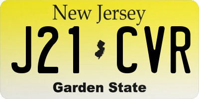 NJ license plate J21CVR