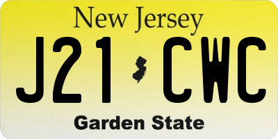 NJ license plate J21CWC