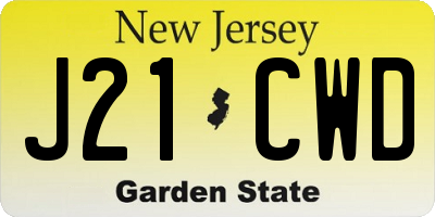 NJ license plate J21CWD
