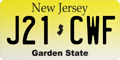 NJ license plate J21CWF
