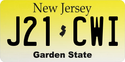 NJ license plate J21CWI