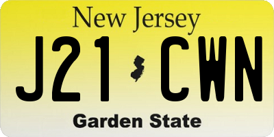 NJ license plate J21CWN