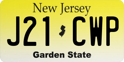 NJ license plate J21CWP