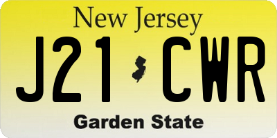 NJ license plate J21CWR