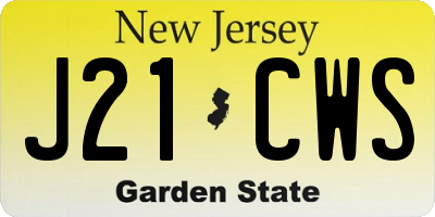 NJ license plate J21CWS