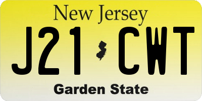 NJ license plate J21CWT