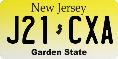 NJ license plate J21CXA