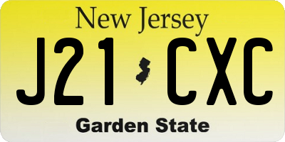 NJ license plate J21CXC