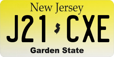 NJ license plate J21CXE