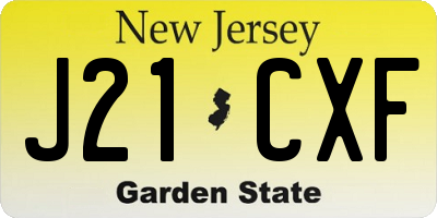 NJ license plate J21CXF