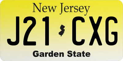 NJ license plate J21CXG