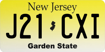 NJ license plate J21CXI