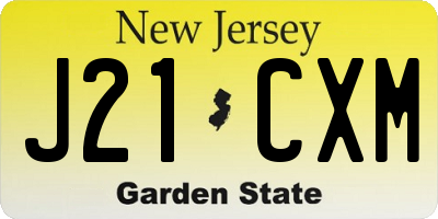 NJ license plate J21CXM