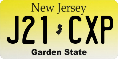 NJ license plate J21CXP