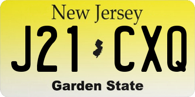 NJ license plate J21CXQ